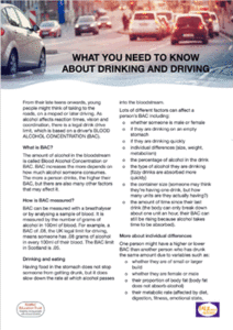 Drinking and driving fact sheet
